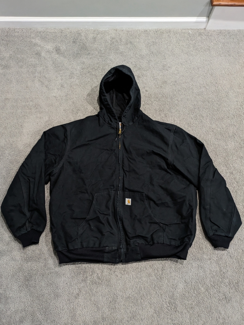 Carhartt Jacket Mens 3XL Tall Black Duck Canvas Hooded MADE USA J131BLK Lined